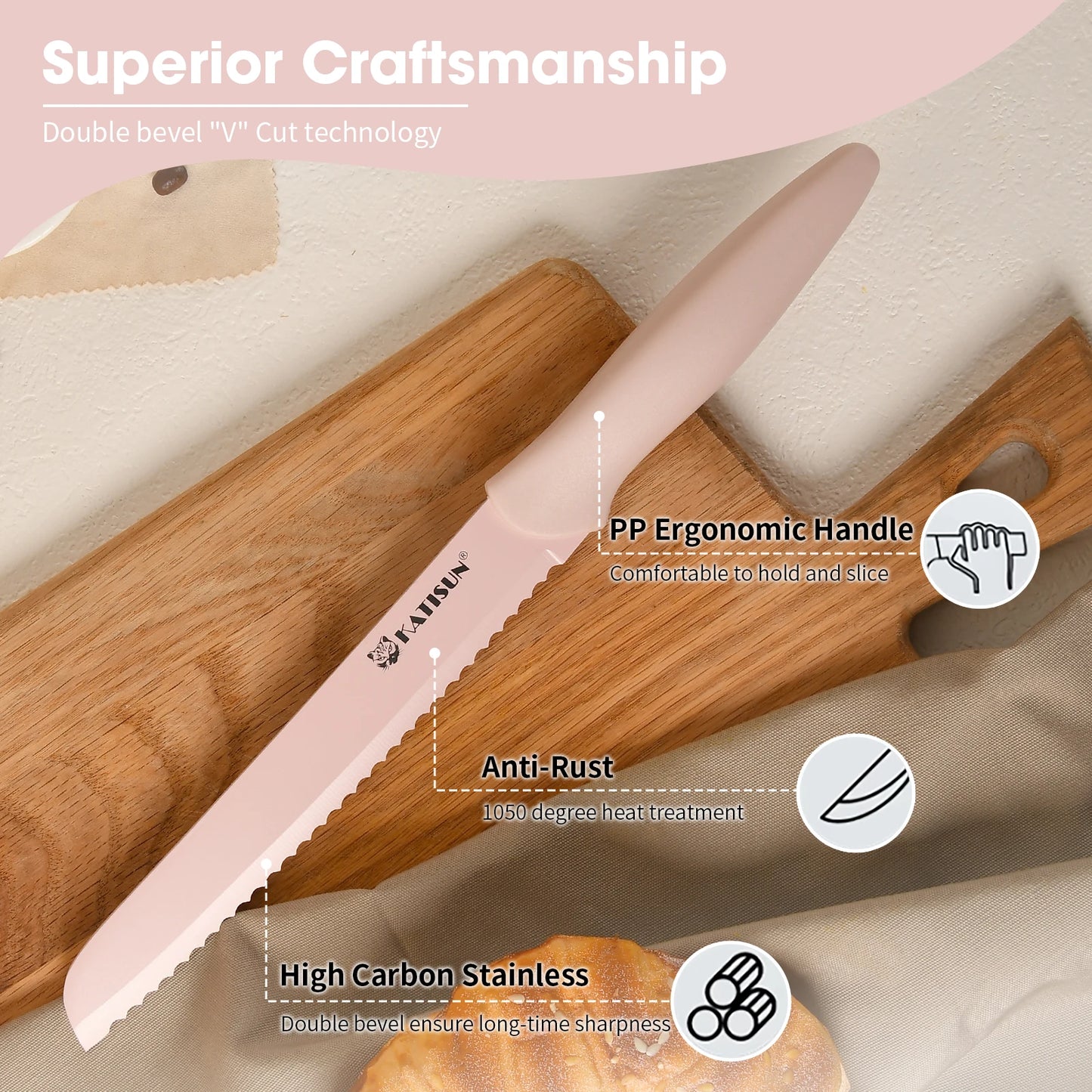 Pink Kitchen Knife Set