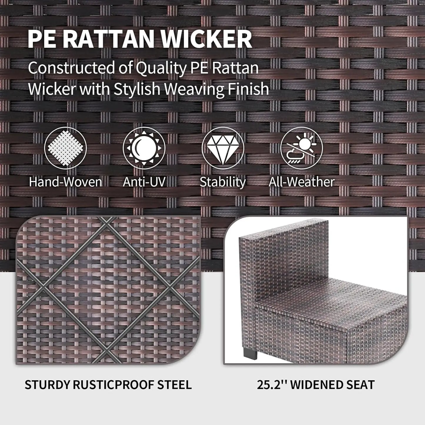 7-Piece Modular Outdoor Furniture Set, Rattan Wicker