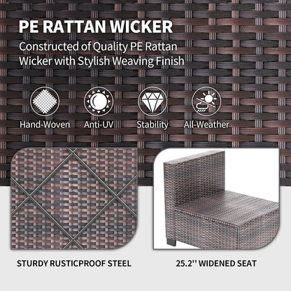 7-Piece Modular Outdoor Furniture Set, Rattan Wicker