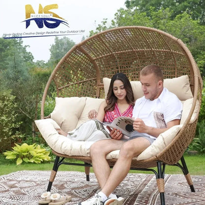 Double Egg Chair, Thick Cushions, 680 lbs