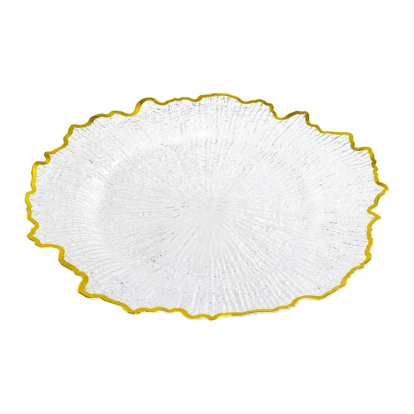25pcs Disposable Gold Flower Shape Edged Plastic Plates
