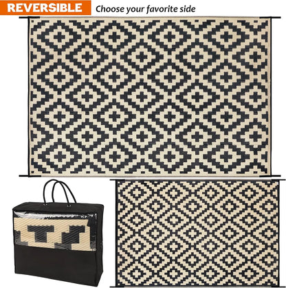 Reversible Plastic Straw Patio Rug, 6' x 9'