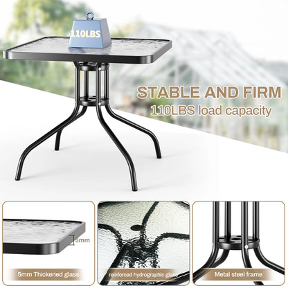 Patio Dining Set 30"x30" Table and 4 Textilene Chairs