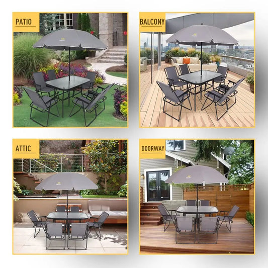 Outdoor 8 Piece Dining Sets with Removable Umbrella