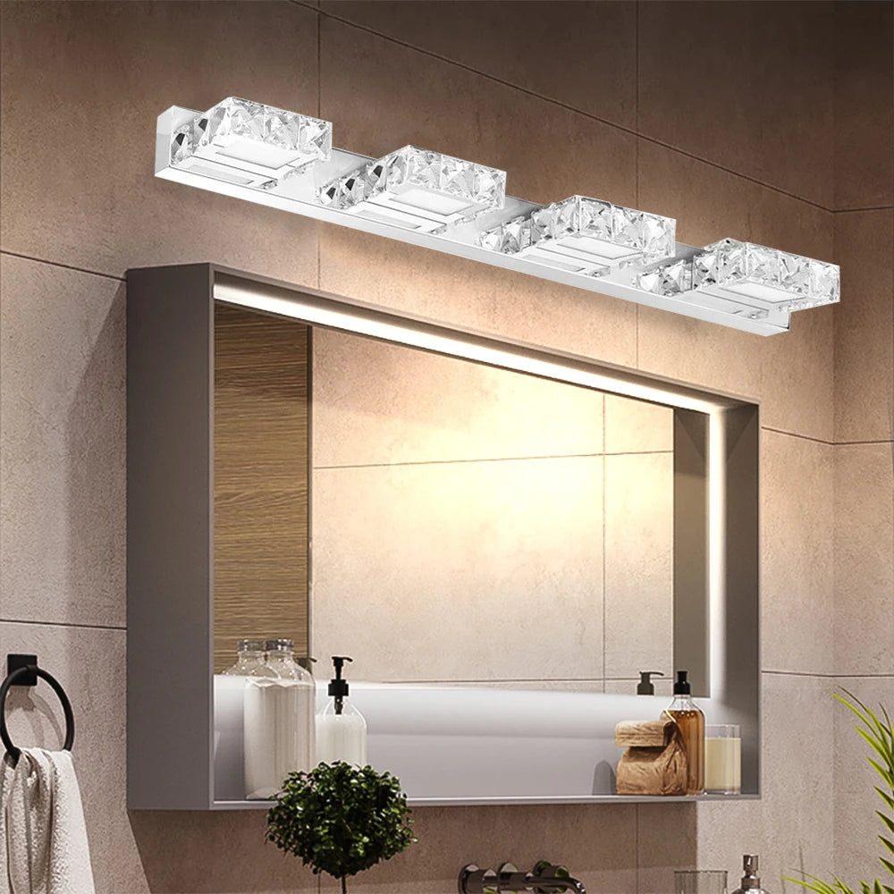 4-Head Crystal Mirror Light LED Wall Sconce