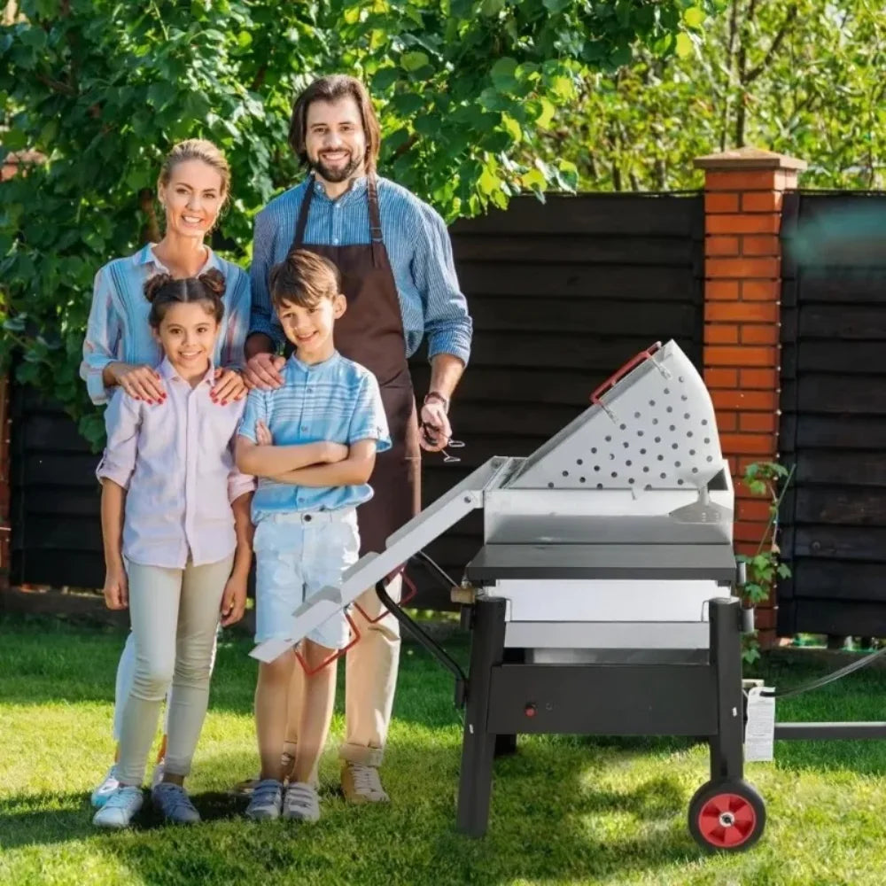 Crawfish Boiler with Stir Paddle and Foldable Cylinder shelf