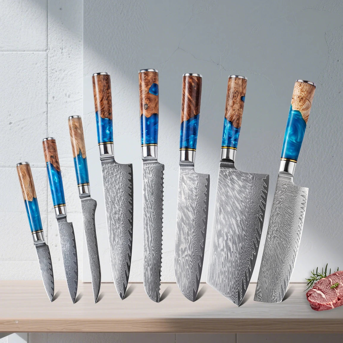 Damascus Steel Kitchen Knife Set