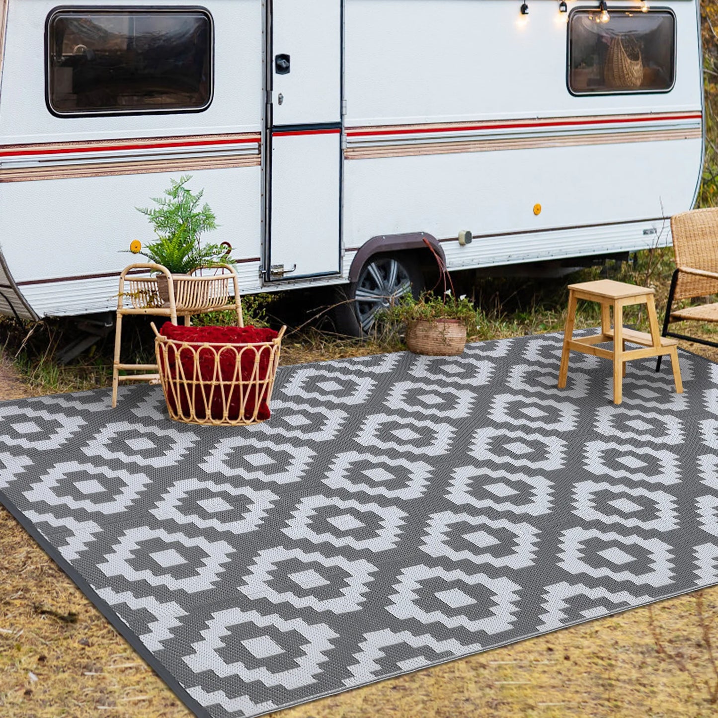 Outdoor Rug Plastic Straw Reversible  Rug