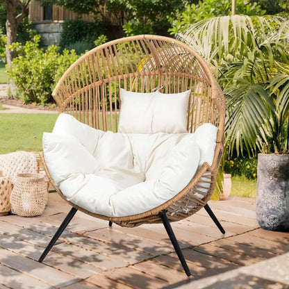 Wicker Egg Chair Rattan with Cushion, Oversized
