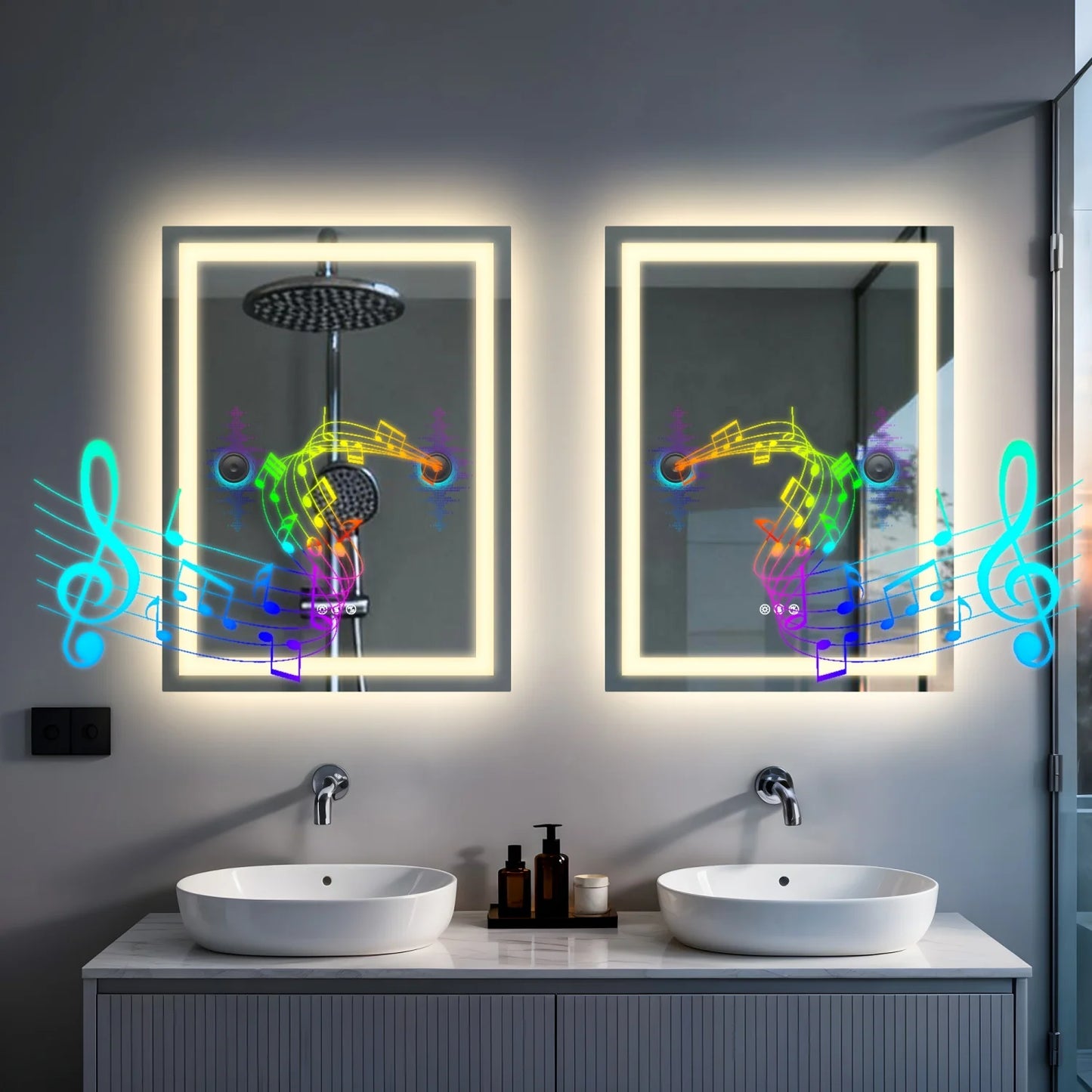 LED Bathroom Mirror Built-in Bluetooth Speaker