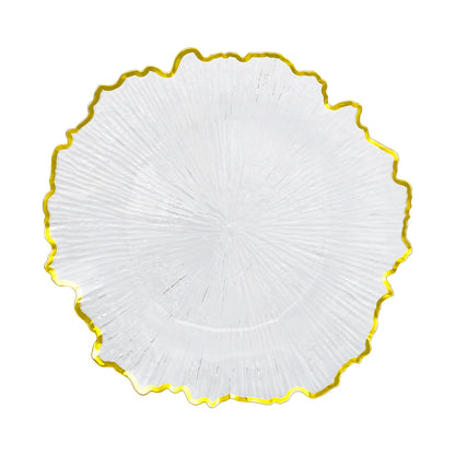 25pcs Disposable Gold Flower Shape Edged Plastic Plates