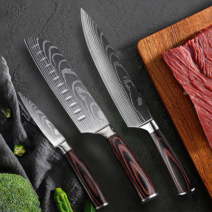 3 Piece Damascus Pattern Knife Set