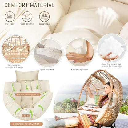 Egg Chair with Ottoman, Wicker, Indoor Outdoor
