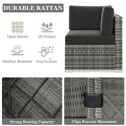 8 Piece Wicker Rattan Sectional Sofa with Coffee Table
