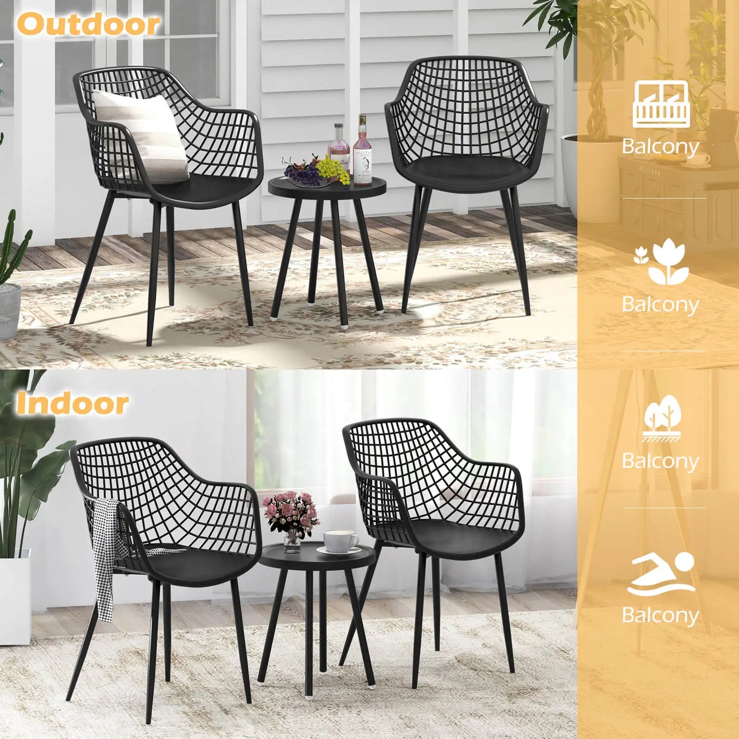 Heavy Duty Patio Bistro Set Table and 2 Chairs