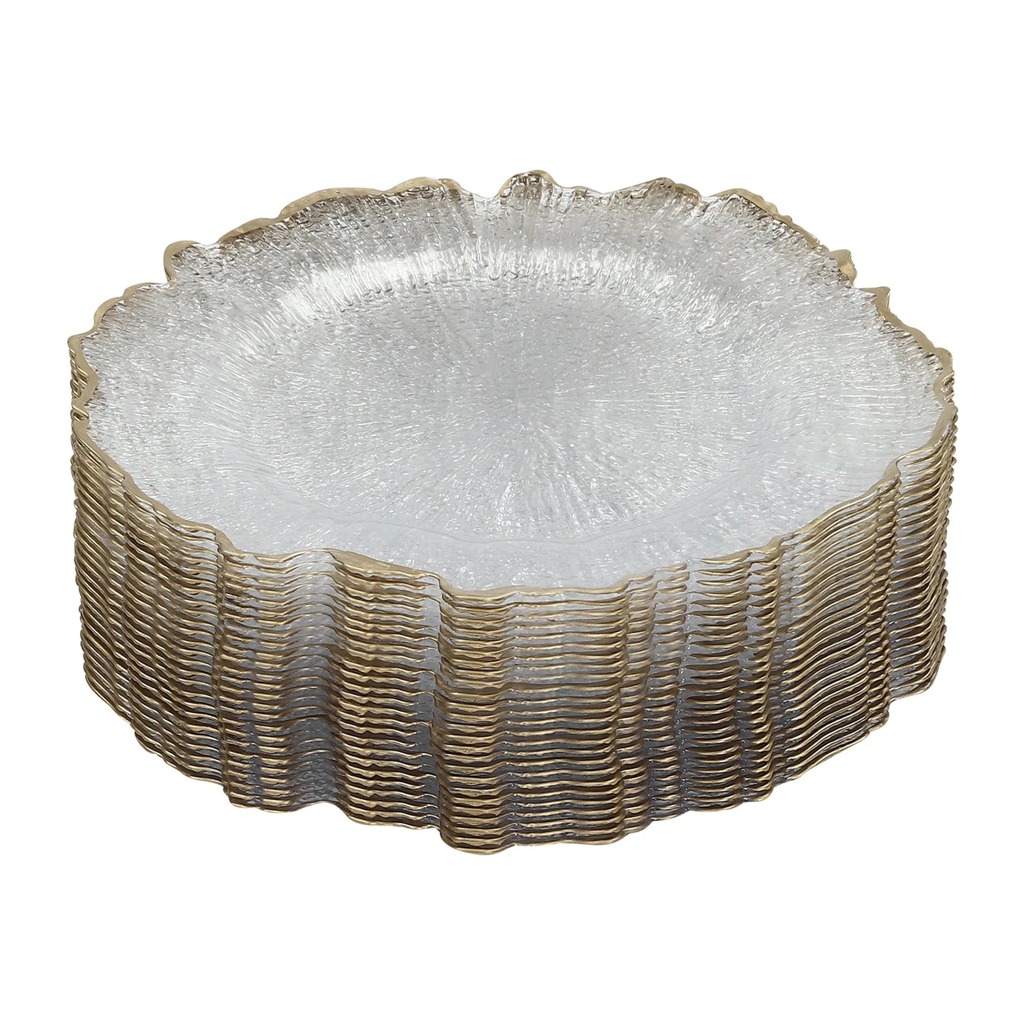 25pcs Disposable Gold Flower Shape Edged Plastic Plates