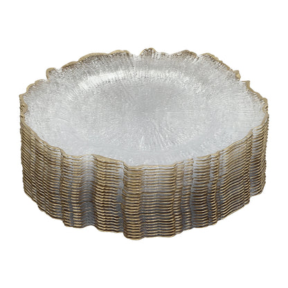25pcs Disposable Gold Flower Shape Edged Plastic Plates