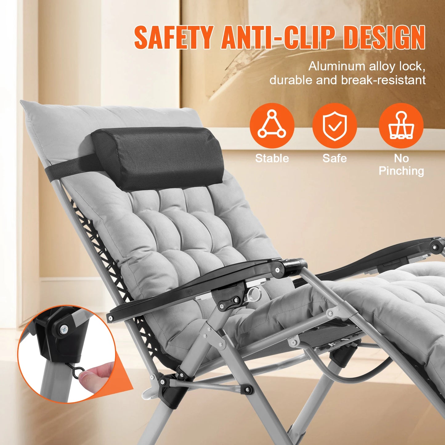 Zero Gravity Recliner Lounge Chair with Cushion, Footrest and Cupholder