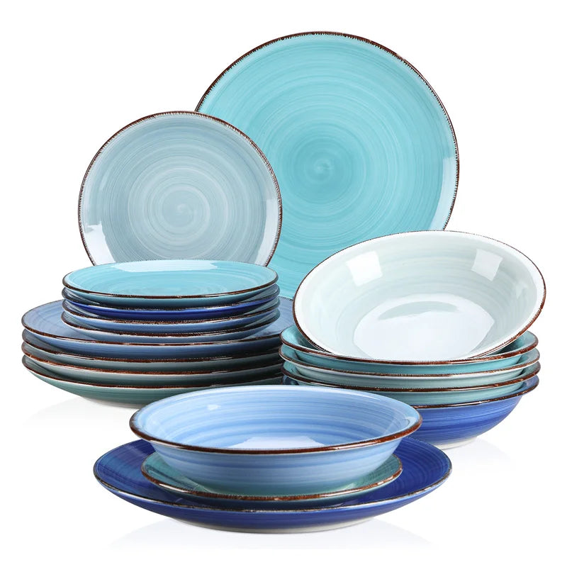 Blue Green Ceramic Plates and Bowls