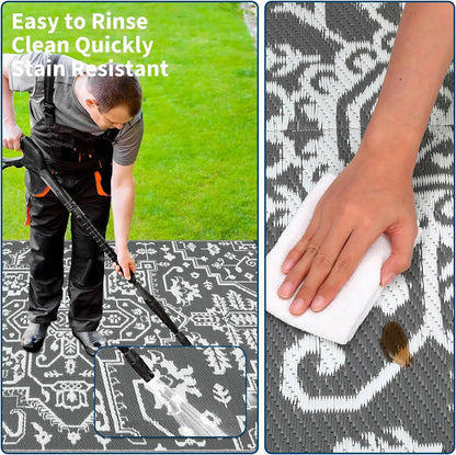 Waterproof Outdoor Rug Stain-Resistant Plastic Straw Carpet