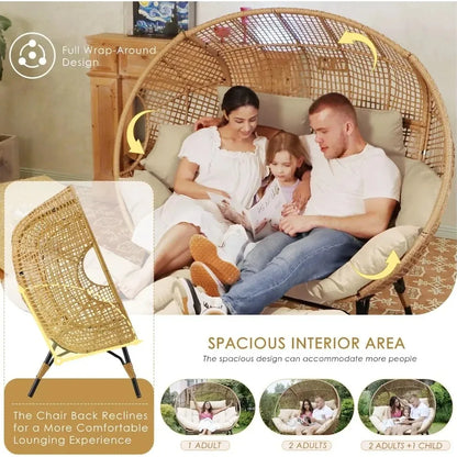 Double Egg Chair, Thick Cushions, 680 lbs