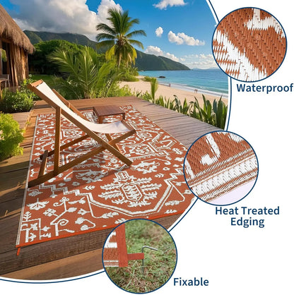 Waterproof Outdoor Rug Stain-Resistant Plastic Straw Carpet