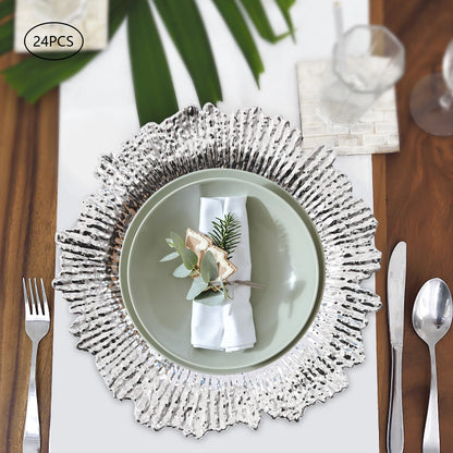 24-Piece Silver Charger Plates Set
