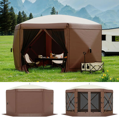 6-Sided Canopy With Mosquito Netting Removable Wind Cloths 13FT