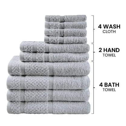 10 Piece Towel Set Soft & Durabe, Grey