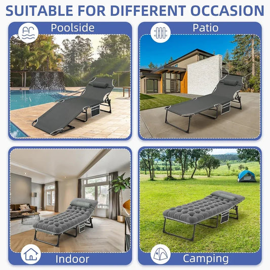 4-Position Folding Camping Bed Hold up 330lbs