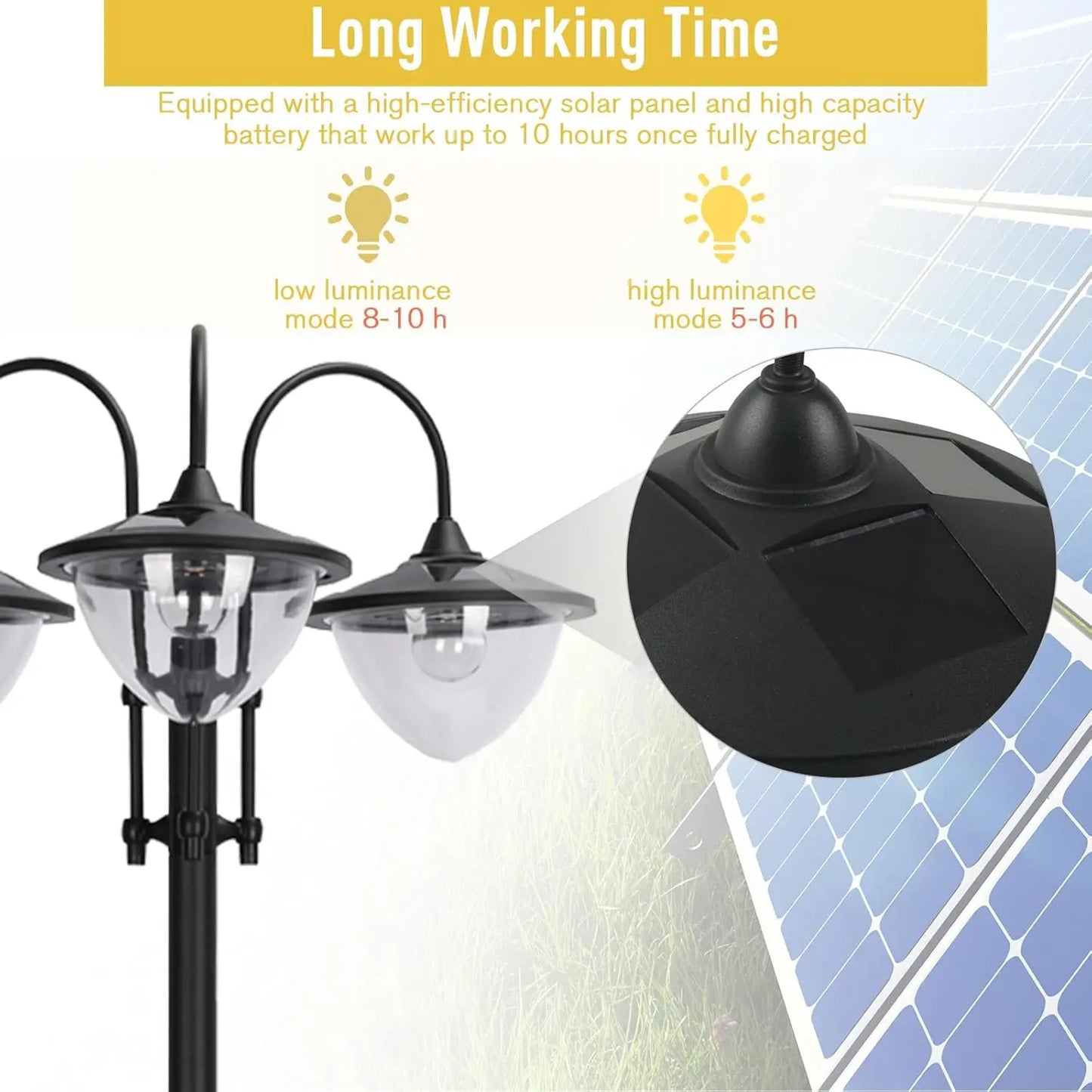 Solar LED Lamp Post Street Light with Planter, Automatic