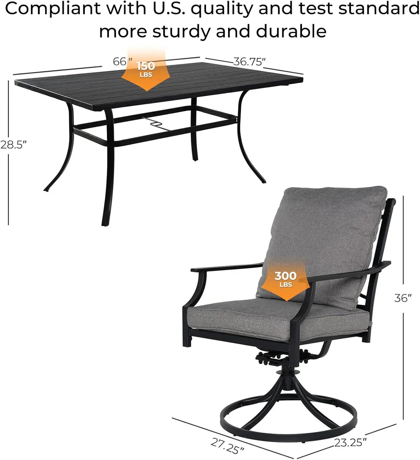 7-Piece Patio Dining Set with Swivel Chairs and Olefin Cushions