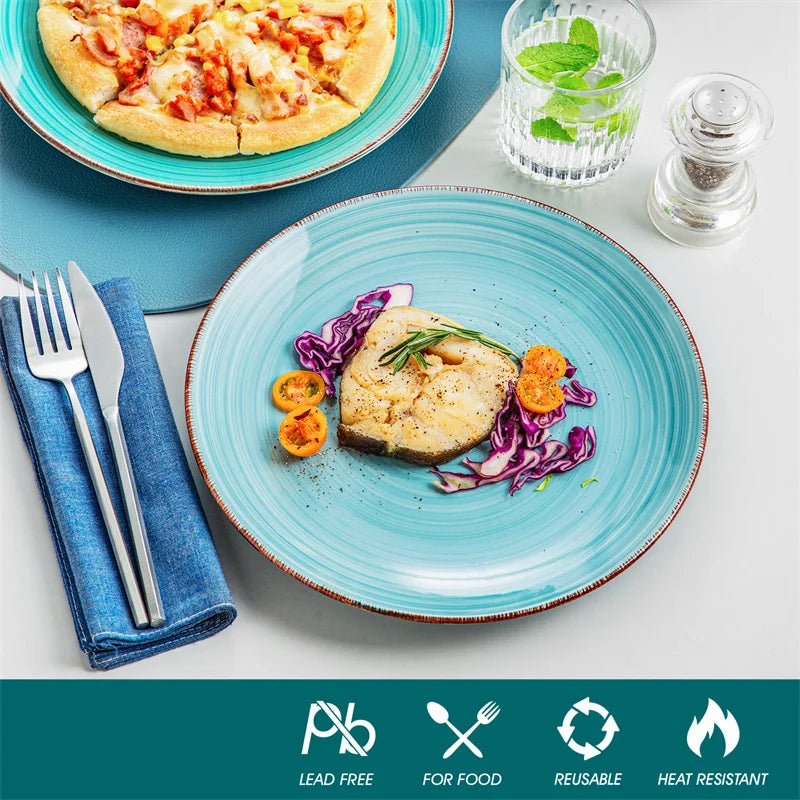 Blue Green Ceramic Plates and Bowls