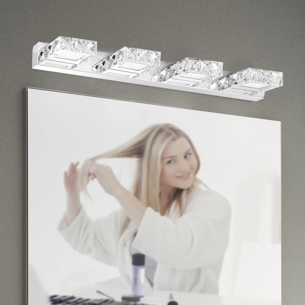 4-Head Crystal Mirror Light LED Wall Sconce