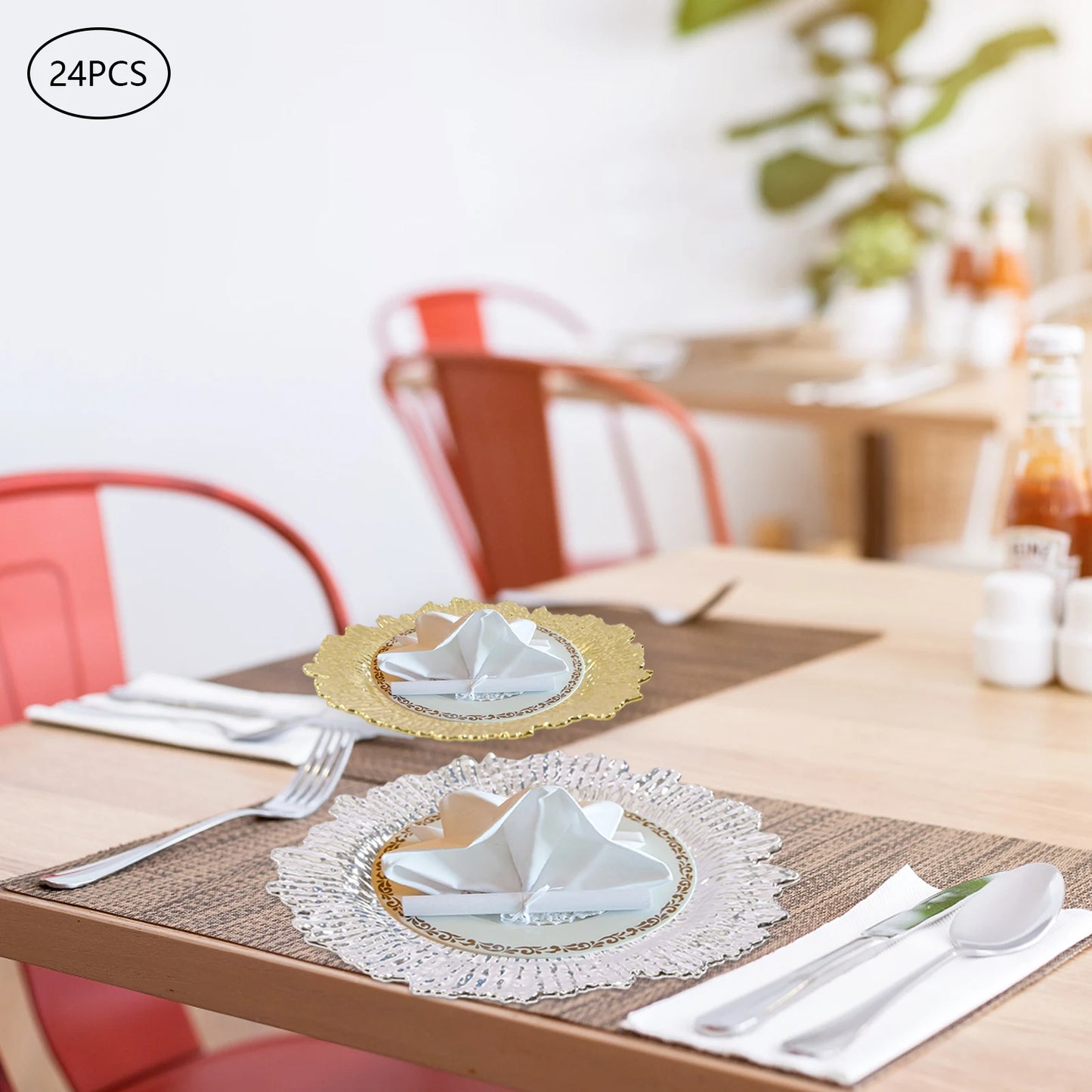 24-Piece Silver Charger Plates Set