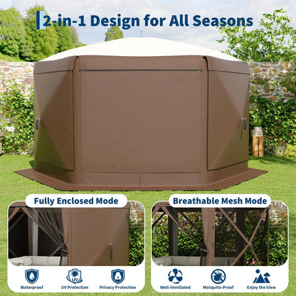 6-Sided Canopy With Mosquito Netting Removable Wind Cloths 13FT
