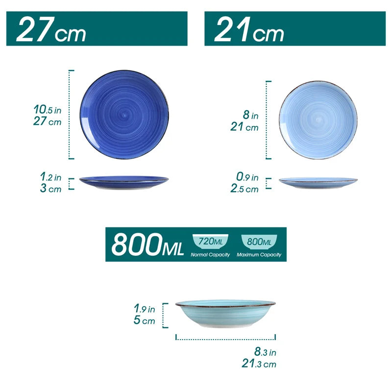 Blue Green Ceramic Plates and Bowls