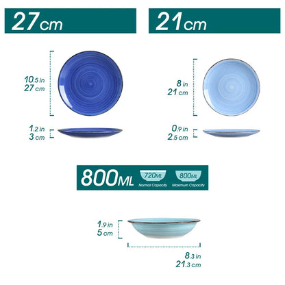 Blue Green Ceramic Plates and Bowls