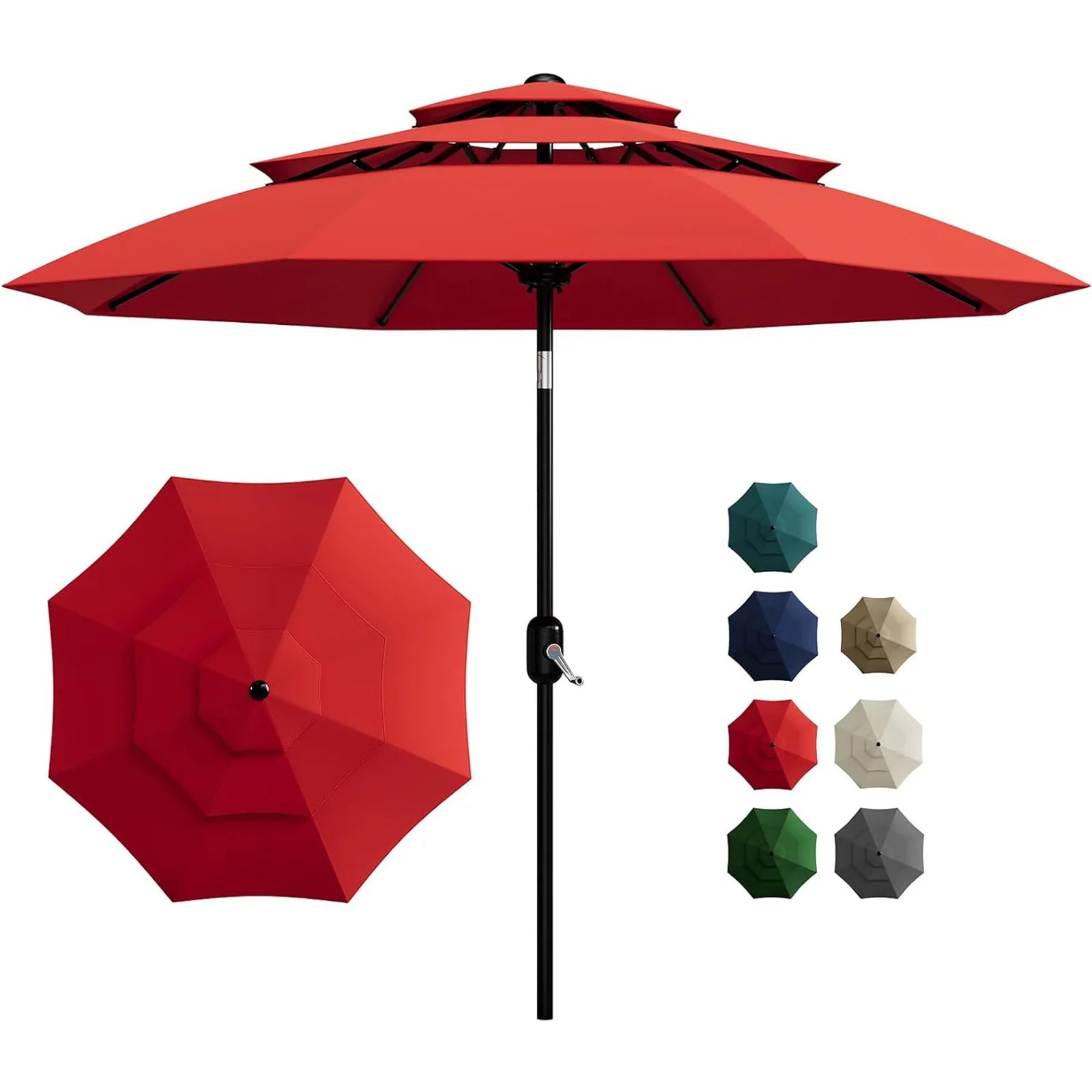 10FT 3-Tier Patio Umbrella Vented Outdoor Table Market Umbrella With C – Suburban Home Goods