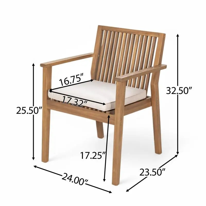 Acacia Outdoor Dining Set Table & 6 Chairs w/ Cushions