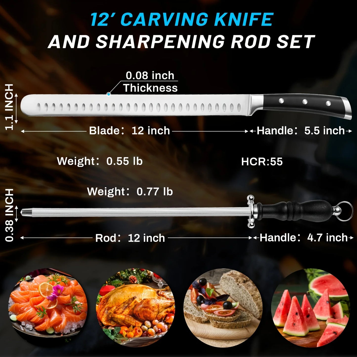 Slicing Knife and Sharpening Rod