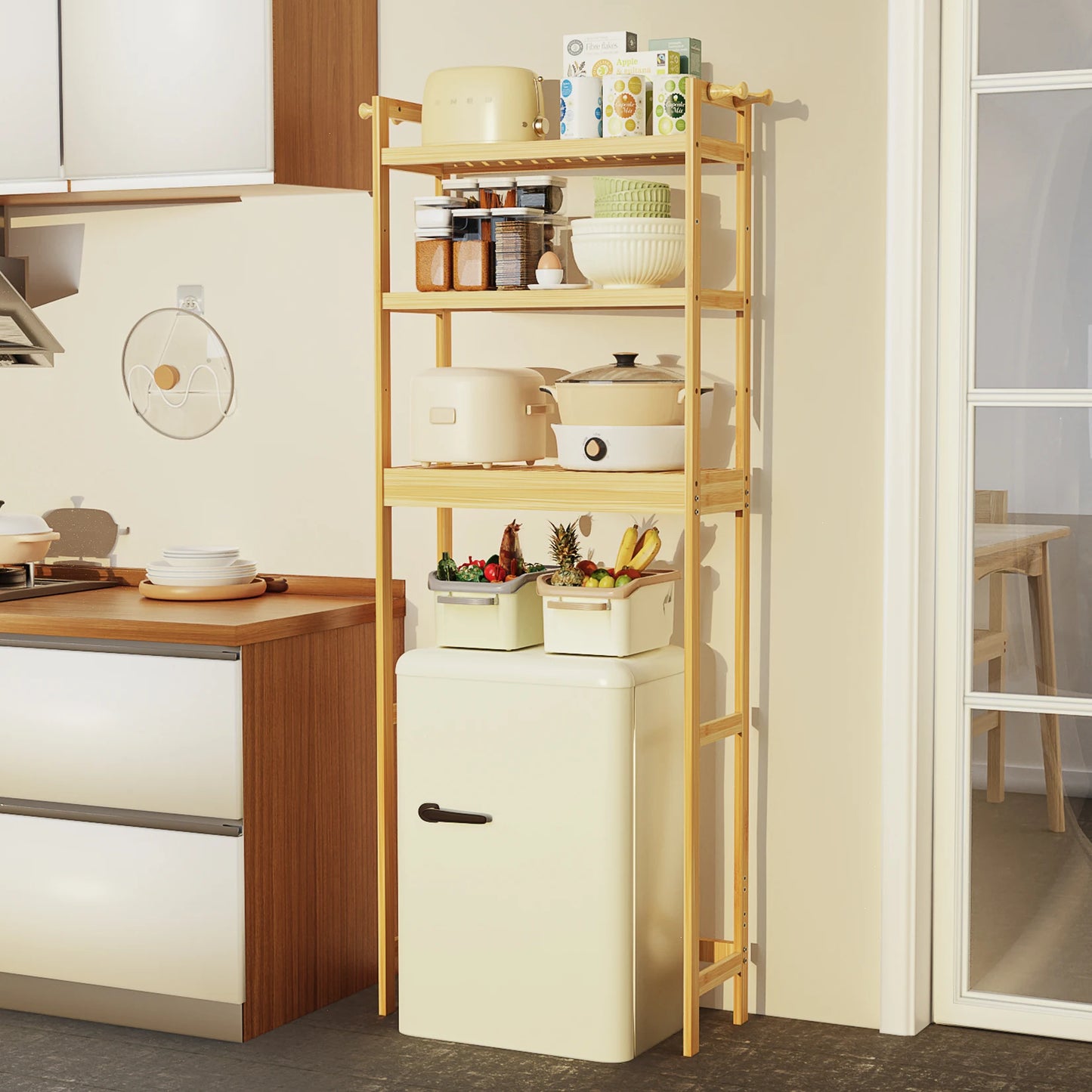 Bamboo 3-Layer Height Adjustable Shelf