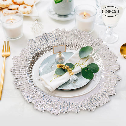 24-Piece Silver Charger Plates Set