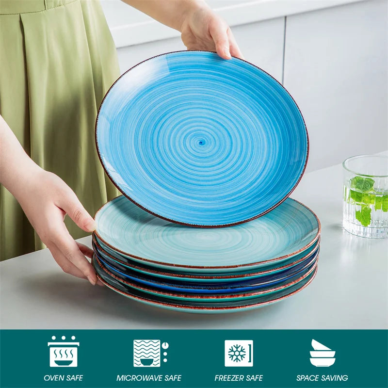 Blue Green Ceramic Plates and Bowls