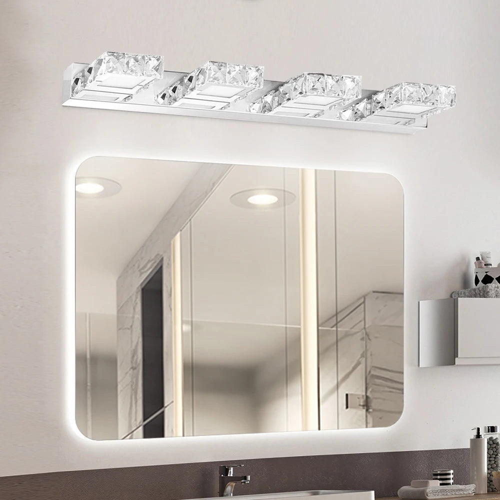 4-Head Crystal Mirror Light LED Wall Sconce