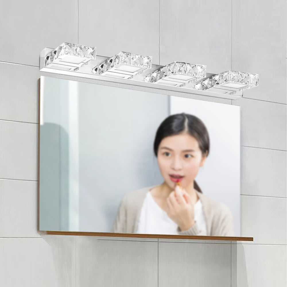 4-Head Crystal Mirror Light LED Wall Sconce