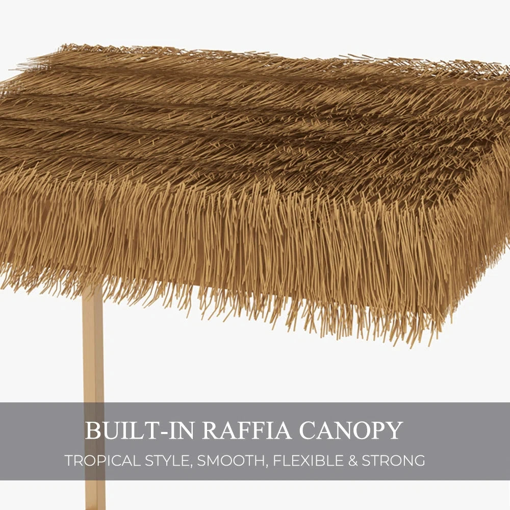 Outdoor Tiki Bar Set with 2 Stools and Ceramic Top