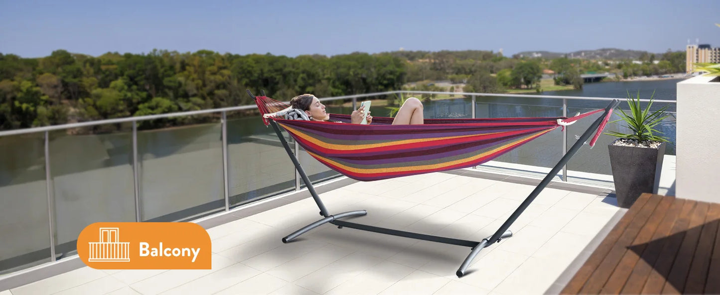 Hammock with Adjustable Stand- w/Storage Bag, 600lb Capacity