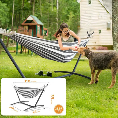 Hammock with Adjustable Stand- w/Storage Bag, 600lb Capacity