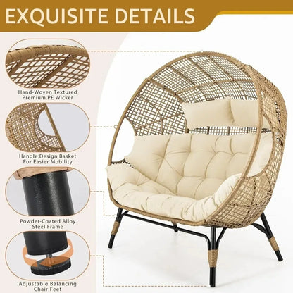 Double Egg Chair, Thick Cushions, 680 lbs